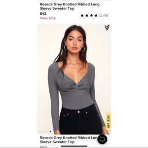 Lulu’s Reseda Grey Knotted Ribbed Sweater